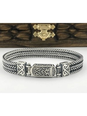 Moda Gümüş 925 Ayar Gümüş Özel Işçilik Hasır Erkek Bileklik