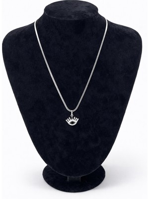 Pangu Gümüş Renk Göz Figürlü Çelik Kolye