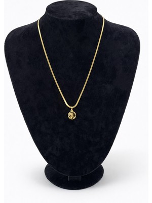 Pangu Altın Renk Güneş Figürlü Çelik Kolye