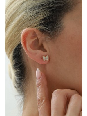 Yavuz Kuyumculuk 14 Ayar Altın Kelebek Top Küpe