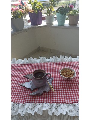 PremiumPort Fırfırlı ve Fistolu Vintage Oval Runner 40X140 Cm, Şık ve Zarif Tasarım