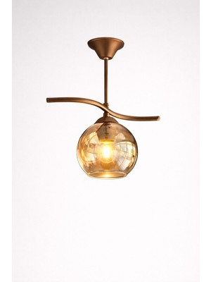 Kuzenler Modern Tekli Kahve Bal Camlı Avize