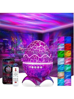 PremiumPort Yıldızlı Gökyüzü Dinozor Yumurta Kabuk Gece Lambası ve Bluetooth Hoparlör