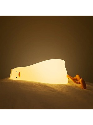 PremiumPort Sevimli Ördek Gece Lambası, USB Şarjlı, Kısılabilir, Yumuşak Silikon