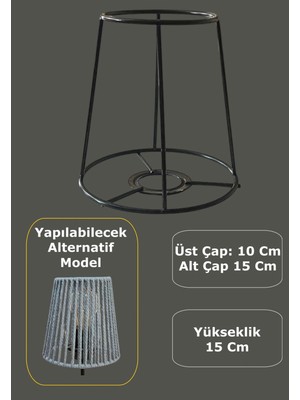 PremiumPort Mini Konik Abajur ve Aplik Teli, Siyah, E27, 15 cm
