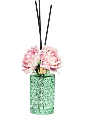Missi Kristal Gül Serisi- Yeşil Silindir Cam/hanımeli Oda Kokusu
