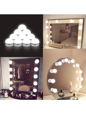 PremiumPort Aydınlatmalı Beyaz Hollywood Tarzı Makyaj ve Banyo Aynası