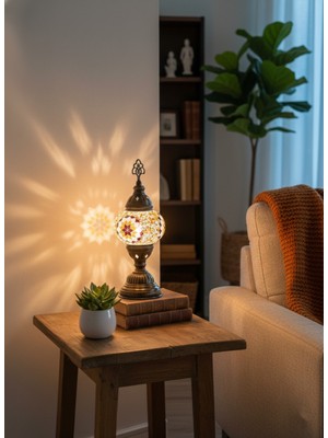 PremiumPort El Yapımı Osmanlı Tarzı Mozaik Masa Lambası, Şık ve Zarif Tasarım