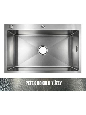 Gl General Sagax 50X60 Inox Petek Dokulu Çift Delikli Mutfak Eviyesi 304 Paslanmaz Çelik 1mm