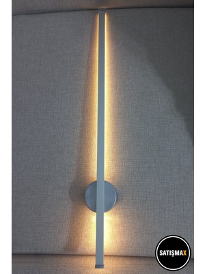 PremiumPort Modern Gri LED Duvar Aplik 70CM, Pilli, Günışığı Işığı, Şık ve Şeffaf
