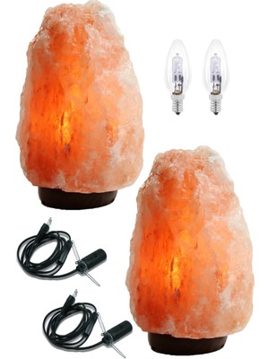 PremiumPort Doğal Himalaya Tuz Lambası 2-4 Kg, Açma Kapama Düğmeli Kablo ve Ampül ile