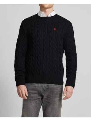 Polo Ralph Lauren Erkek Örgü Dokulu Triko Siyah Kazak