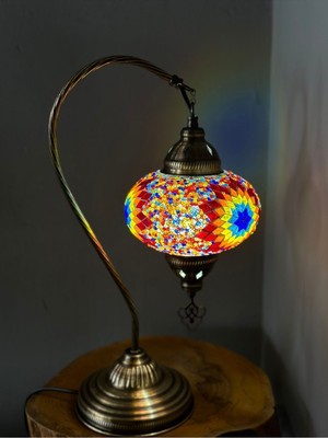 PremiumPort El Yapımı Mozaik Masa Lambası, Şık ve Renkli Dekorasyon Parçası