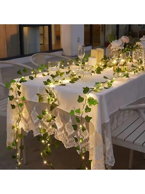 Hediye Fikri Güneş Enerjili Dekoratif Yapay Yapraklı Sarmaşık 50 Ledli 5 Metre Solar Bahçe Balkon Dekor