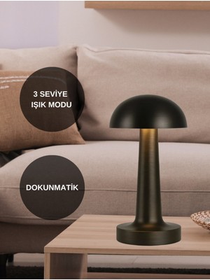 PremiumPort Şarjlı Siyah Masa Lambası, Modern ve Şık Tasarım, Kullanışlı Aydınlatma