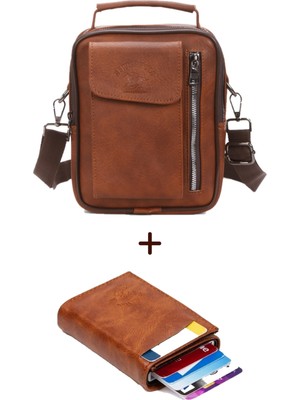 Newish Polo Erkek Mekanizmalı Cüzdan ve Deri Kapaklı Omuz El Çantası (17X22CM) - NEWPOLO337