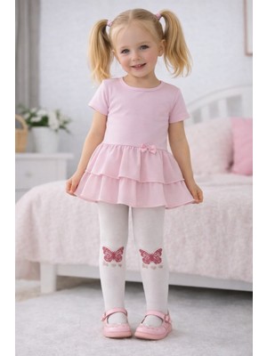 Kelebek Desenli Kız Çocuk Külotlu Çorap