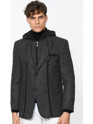 K7534 Dewberry Erkek Kaban-Desenli Antrasit - 1