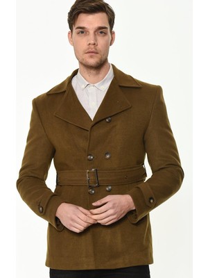 K7539 Dewberry Slım-Fıt Erkek Kaban-Camel-1