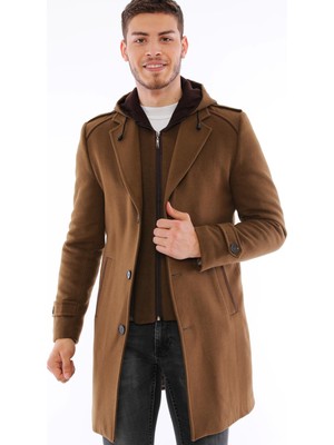 Dewberry  PLT9401  Erkek Palto Camel %70 Yün %30 Polyester Orta Kalınlık Uzun Kol Düz Desenli