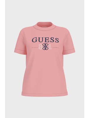 Guess Steffi Bisiklet Yaka Kısa Kollu Kadın Pembe T-Shirt V6RI13KD772-C420