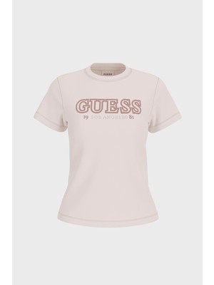Guess Ketty Bisiklet Yaka Kısa Kollu Kadın Beyaz T-Shirt V6RI10I3Z14-G012