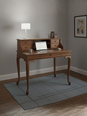 Gazzini Furniture Crown Fransız Still Raflı Ahşap Çalışma Masası 70X110