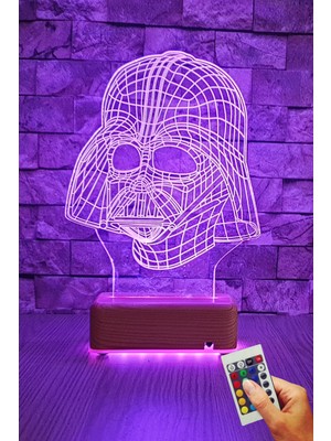 PremiumPort 3D Darth Vader Gece Lambası, 16 Renkli, Oturma ve Huzur Sağlayan Işık