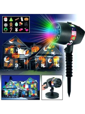 PremiumPort 12 Desenli Lazer Projektörlü Ev ve Bahçe Dekorasyon Masa Lambası