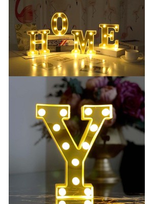 PremiumPort 3D LED Işıklı Y Harfi Büyük Boy Organizasyon Dekorasyonu