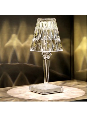 Angelphoto  Lw-4 Dekoratif Şarjlı Abajur Kristal Elmas Masa Lambası Dokunmatik Romantik Akrilik LED