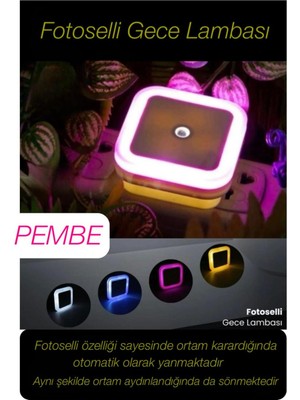 PremiumPort Fotoselli Gece Lambası, Otomatik Yanıp Sönen, Aydınlığa Duyarlı, Koridor Işığı