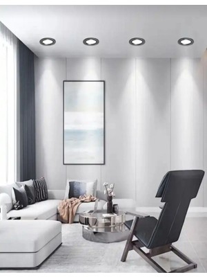 PremiumPort Modern 5W Sıva Altı LED Spot Işık Gümüş Detaylı Beyaz Kasa