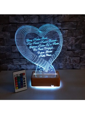 PremiumPort 3D Tasarımlı LED Gece Lambası, Doğum Günü Hediye, Mesajlı, Şık ve Eğlenceli