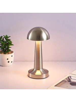 PremiumPort Şarjlı Dokunmatik Masa ve Gece Lambası, Gümüş Renkli, Şık ve Pratik Kullanım