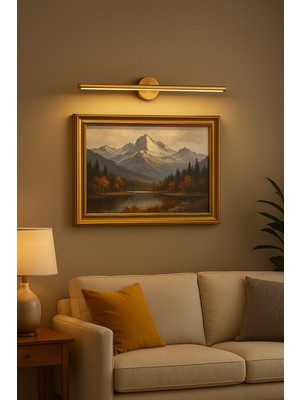 PremiumPort Modern 70 cm Eskitme Gold Kablosuz Ayna Tablo Aplik Duvar Lambası