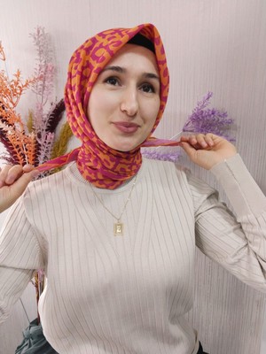Nisa Butik Giyim Mercan Rüzgarı Desen Soft Eşarp