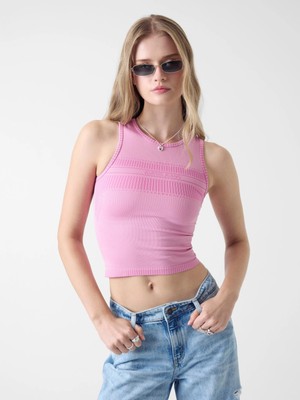 Guess Gj Teknik Dikişsiz  Kadın Pembe  Crop   W6RP35KD152-G65F