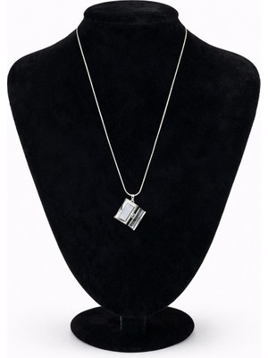 Pangu Zirkon Taşlı Dikdörtgen Fotoğraflık Kolye