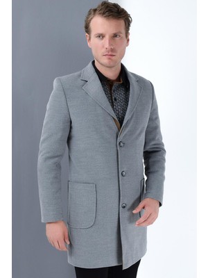 PLT8384 Dewberry Erkek Palto-Gri-2