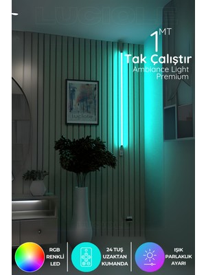 PremiumPort Renkli Uzaktan Kumandalı Köşe LED Abajur Işık, Animasyonlu ve Yapışkanlı