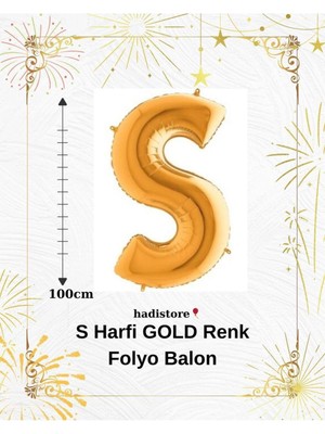 GOLD100CM Folyo S Harf Balon Helyum Balon-Doğum Günleri Özel Günler Için