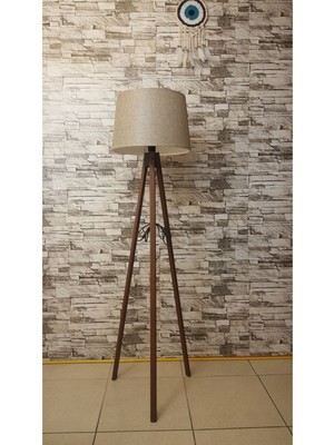 PremiumPort Bej Kahve Lambader 3 Ayaklı, Şık ve Modern Dekorasyon Aksesuarı