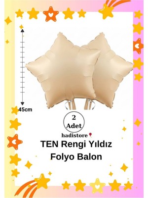 Yıldız Folyo Balon 2 Adet Ten Rengi 45CM (18'') Balon Helyum Uyumlu Doğum Günü-Özel Gün Balonu