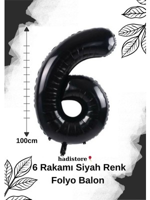 Siyah Renk 100CM 6 Sayı Balon – Folyo Helyum Uyumlu Doğum Günü - Özel Gün Balonu