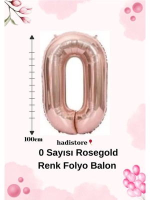 Rosegold 100CM 0 Sayı Balon – Folyo Helyum Uyumlu Doğum Günü - Özel Gün Balonu