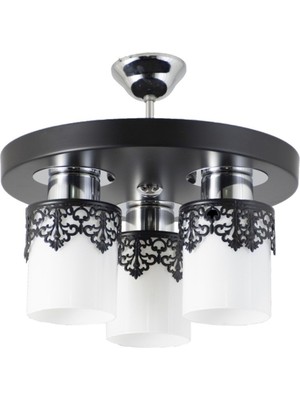 PremiumPort Modern Yuvarlak Siyah Avize, Üçlü Spor Model, Şık ve Zarif Tasarım