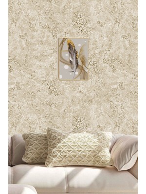 Golden DUVAR KAĞIDI - BORDÜR Perge Desen Altın / Gümüş Yaldız Detaylı 5.2m² Modern Dekoratif Nonwoven Duvar Kağıdı