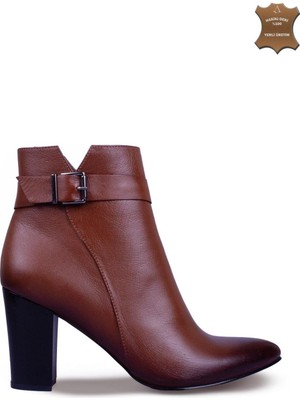 7AdımdaAşk Kadın Topuklu Bot Hakiki Deri Ayakkabı 052Y24K10031