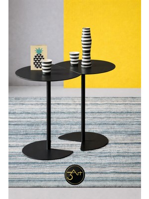 3art Metal Dekorasyon Modern Ikili Yan Sehpa Seti – Minimal Tasarım, Salon & Ofis Dekoru